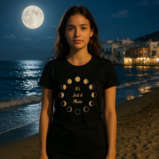 月齢 月の満ち欠け ウェーキングギブス&ウェーニングクレセント Tシャツ