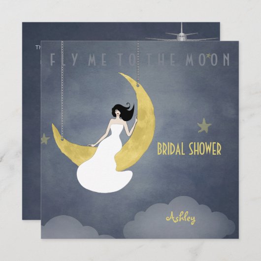 月2のブライダルシャワーに私を飛ばして下さい 招待状 (正面/裏面)