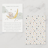 月&スターズエレファントバニーの本の赤ちゃんシャワー エンクロージャーカード (正面/裏面)