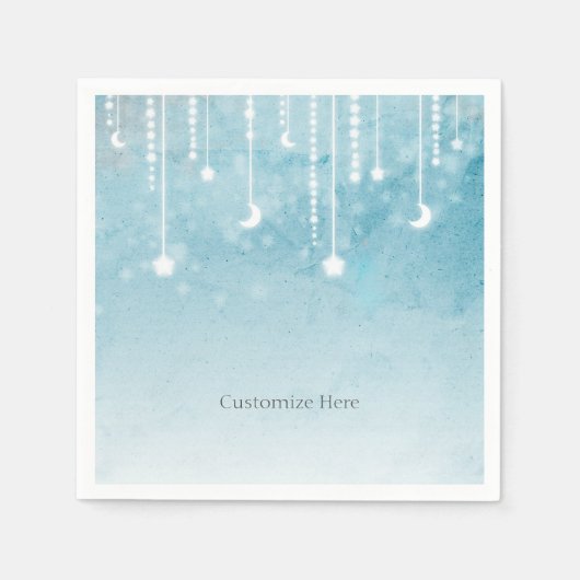 月&スターズシアルベビーシャワーパーティー スタンダードカクテルナプキン (正面)