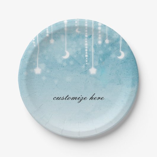 月&スターズシアルベビーシャワーパーティー ペーパープレート (正面)