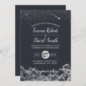 月&スターズナイトエレガントな結婚式 招待状 (正面/裏面)