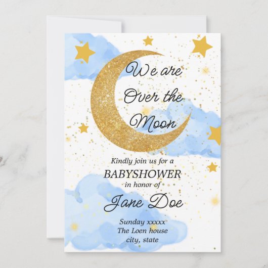 月&スターズベビーシャワー 招待状 (正面)