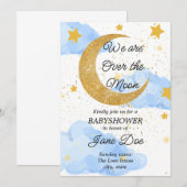 月&スターズベビーシャワー 招待状 (正面/裏面)