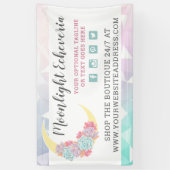 月 & 多肉植物 パステル ミスティック ボヘミア フラワー カクタス 横断幕 (縦)