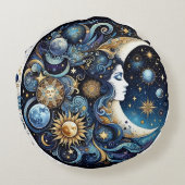 月、惑星、星と天女 ラウンドクッション (裏面)
