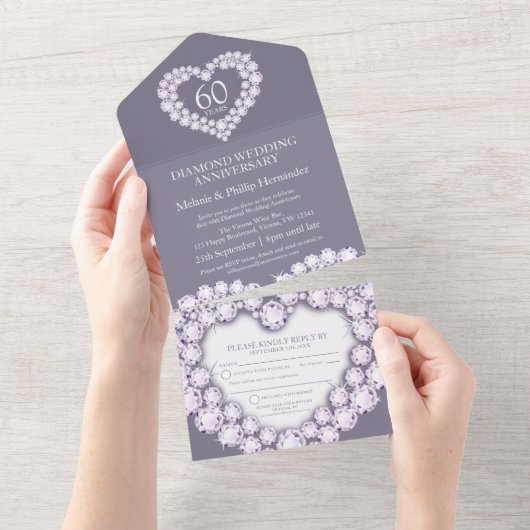 _月_日のダ結婚イヤモンド記念写真 オールインワン招待状 (貼ってはがせる)