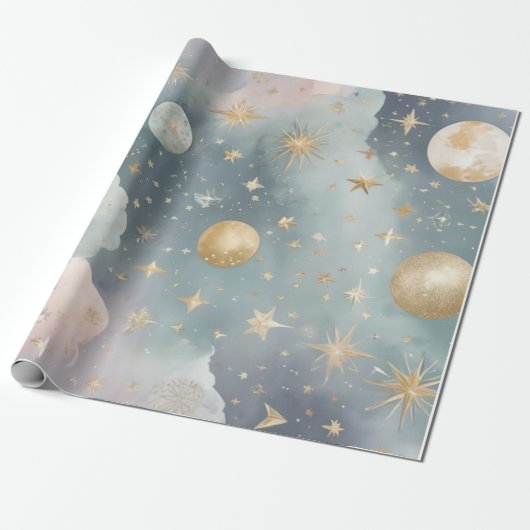 月、星などの天文学 ラッピングペーパー (アンロールド)