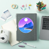 月、星の海と山の紫と青 シール (iPadカバー)