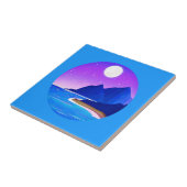 月、星の海と山の紫と青 タイル (側面)