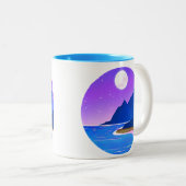 月、星の海と山の紫と青 ツートーンマグカップ (正面右)