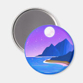 月、星の海と山の紫と青 マグネット (正面/裏面)