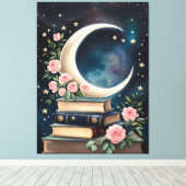 月、星、バラ、書籍 キャンバスプリント (インサイチュ (ウッドフロア))