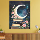 月、星、バラ、書籍 キャンバスプリント (インサイチュ (リビング))