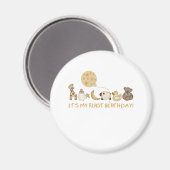 月、星、動物の最初の誕生日 マグネット (正面/裏面)