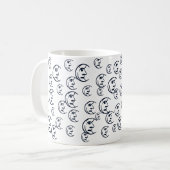 月、星、空のネイビー青の白いパターン コーヒーマグカップ (正面左)