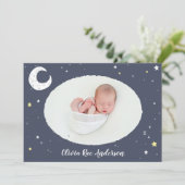 月、星、雲のかわいい写真誕生 案内状 (スタンド正面)