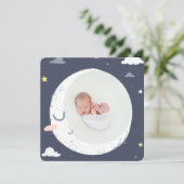月、星、雲のかわいい写真誕生 案内状 (スタンド正面)