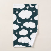 月、星、雲の夜空 バスタオルセット (ハンドタオル)