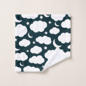 月、星、雲の夜空 バスタオルセット (ウォッシュタオル)