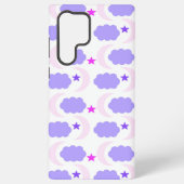 月、星、雲の模様ピンクと紫 SAMSUNG GALAXYケース (裏面)