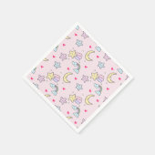 月・星・雲の模様（ピンク） スタンダードカクテルナプキン (角)