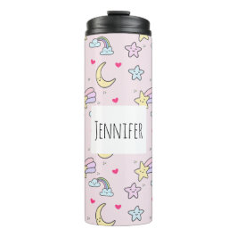 月・星・雲の模様（ピンク） タンブラー