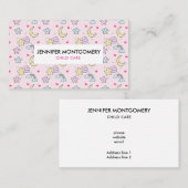 月・星・雲の模様（ピンク） 名刺 (正面/裏面)