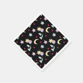 月、星、雲の模様（黒） スタンダードカクテルナプキン (角)