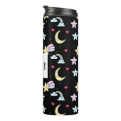 月、星、雲の模様（黒） タンブラー (回転右)