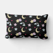 月、星、雲の模様（黒） ランバークッション (裏面)