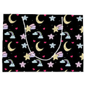 月、星、雲の模様（黒） ラージペーパーバッグ (裏面)