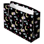 月、星、雲の模様（黒） ラージペーパーバッグ (裏面アングル)