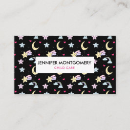 月、星、雲の模様（黒） 名刺