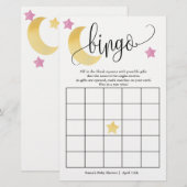 月、月、ピンクの星ビンゴゲームカード越え (正面/裏面)
