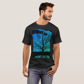 月(木、コバルトブルー、黒と白) Tシャツ (正面フル)