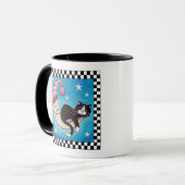 月|猫の芸術のマグで眠ったタキシード猫 マグカップ (正面左)