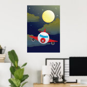 月・飛行機ポスター ポスター (ホームオフィス)