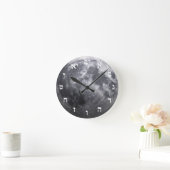 月 – 3D効果 – ヘブライ語ブロックレタリング ラウンド壁時計 (ホーム)