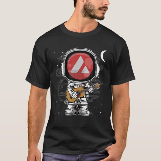 月Cへの宇宙飛行士ギター雪崩AVAXコイン Tシャツ (正面)