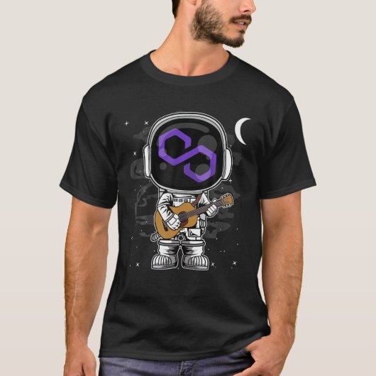 月Crへの宇宙飛行士ギターポリゴンMaticコイン Tシャツ (正面)