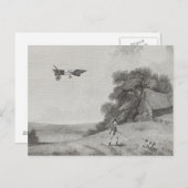 有人機飛んでいる技技術スケッチ ポストカード (正面/裏面)