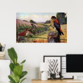 有刺鉄柵の上のアメリカのケストレル ポスター (ホームオフィス)