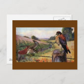 有刺鉄柵の上のアメリカのケストレル ポストカード (正面/裏面)