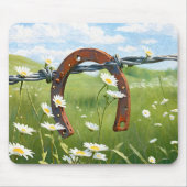 有刺鉄柵の錆びた馬蹄形 マウスパッド (正面)