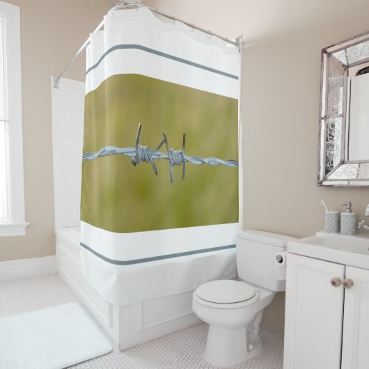 有刺鉄柵 – 白 –  シャワーカーテン (インサイチュ)