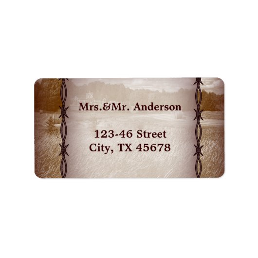 有刺鉄洋式の田舎結婚式 ラベル (正面)