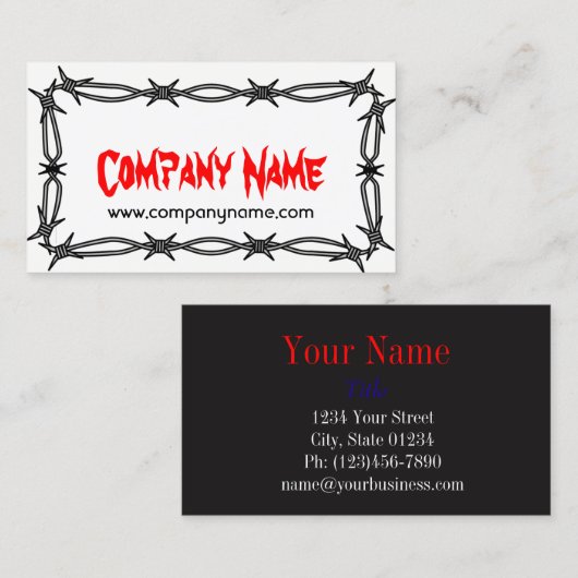 有刺鉄線の倍のサイドビジネスカードテンプレート 名刺 (正面/裏面)