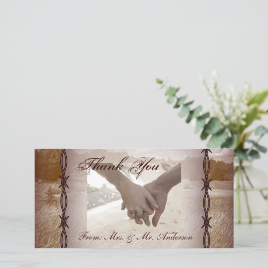 有刺鉄線の西の国の結婚式感謝していあなた サンキューカード (スタンド正面)