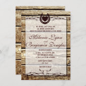 有刺鉄線の蹄鉄の素朴な結婚式招待状 招待状 (正面/裏面)